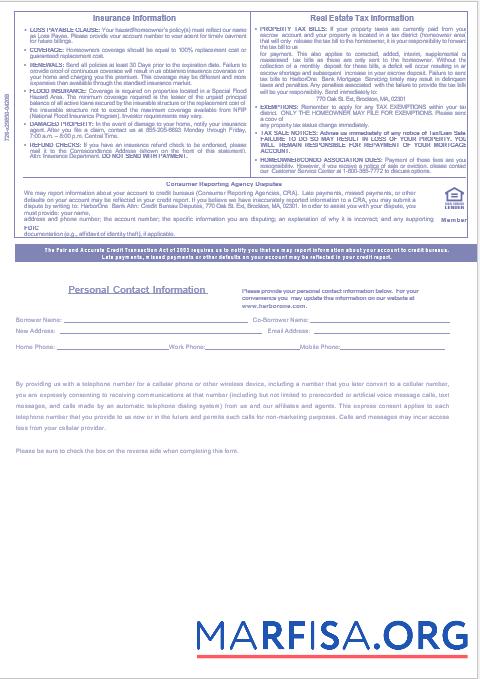 Downloadable USA HarborOne Bank mortgage statement in Word and PDF formats, 3 pages 3 real example